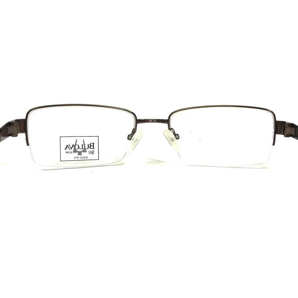 Bulova Eyeglasses Frames VALLEY CITY BROWN Square Half Rim 54-18-140